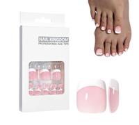 32pcs Fake Toe Nails, French Stick on Toenails for Women,Full Cover & Reusable Fake Nails - 16 Size Acrylic Fake Nails Home DIY Art Gifts for Women