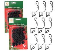 SHATCHI 32Pcs Giant Black Gutter Hooks for Outdoor Hanging Christmas String, Rope Lights Decorations -UV-Protected, Weatherproof, Reusable Clips, Pack of 32