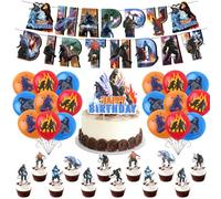 32PCS Godzilla Birthday Party Decoration, Godzilla vs Kong Balloons Kit with Banner Cake Topper, Cartoon Latex Balloons, Theme Party Supplies for Boys Girls Birthday Theme Decoration