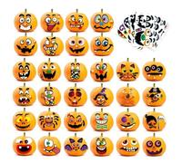 32Pcs Halloween Pumpkin Stickers Cute Pumpkin Expressions Stickers Halloween Party Supplies Gifts for Crafting Face Emoji Horrific Decorating Trick or Treat Favors Diy You Own Balloons(Type-c Pumpkin)