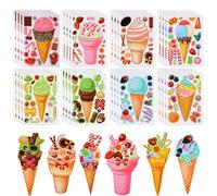 32pcs Ice Cream Stickers, Summer Dessert Stickers for Kids Make Your Own Ice Cream Stickers Make a Face Ice Cream Decals DIY Mix & Match Party Favors for Water Bottles Party Games Laptop