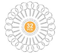 32Pcs Key Rings Hoops Set, Mini Split Jump Ring with Chain, Round Metal Silver Key Rings, Stainless Steel Keychain Rings for DIY Art Craft, Crafts Ornaments, Jewelry Making, Bag, Handbag (Silver)