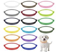 32pcs Kitten Collars for Litter,Stretchy 2.16inch-3.54inch Puppy Collars Whelping for Newborn Pet,Recognition Pet Collar-16 Colors