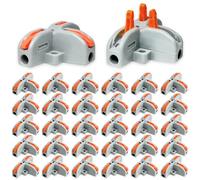 32Pcs Lever Wire Connectors, T-Shape Compact Wire Conductor Connector, Quick Splitter 3 Way Electrical Connectors, AWG 28-12, Orange