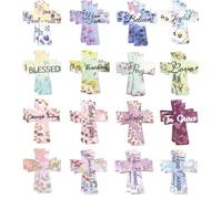 32pcs Magnetic Cross Bookmarks, 16 Colors Christian Bible Verse Bookmarks Magnetic Page Holders for Women Students School Church Bible Study (Floral Style)