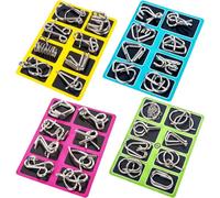 32PCS Metal Brain Teaser Puzzles Toy, Classical Mini Metal Puzzless Set, Mind Challenge Games with Physics Ring Puzzles, IQ Test Toy Knots Lock Puzzle, Gift for Adults Teenagers Kids