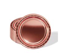 32pcs Metallic Rose Gold Paper Plates,7 inch Foil Rosegold Party Paper Plates Tableware Round Dinner Plate for Christmas,Birthday,Wedding,Picnic, BBQ,Bar,Restaurant and Party Supplies Table Décor