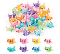 32pcs Mini Axolotl Figures, Little Resin Axolotl Miniature Axolotl Charms Tiny Small Animal Figurines Ornament Toy for DIY Craft Garden Landscape Dollhouse Potted Plants Decorations (8 Colors)