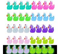 32Pcs Mini Luminous Resin Ducks, 8 Colors Tiny Ducks with Nurse Hat, Little Cute Animals Figures for Miniature Garden Aquarium Landscape Dollhouse Ornament