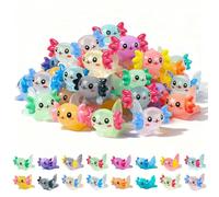 32pcs Mini Resin Axolotl Figures with Storage Box, 16 Colors Tiny Resin Axolotls Miniature Cute Colorful Mini Axolotls for Dollhouse Garden Micro Landscape Aquarium Ornament for Crafting Accessories