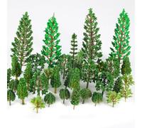 32PCS Mixed Miniature Trees Mini Model Trees Railroad Scenery Diorama Tree Diorama Supplies Fake Plants Landscape Green Mini Tree for Building Model DIY Crafts Topper Scenery, 1.3-4.33 Inch