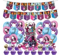 32PCS Monster H Party Balloon Decorations,Monster Theme Party Decorations Set Birthday Decorations Monster Balloons Happy Birthday Banner, Monster Cake Topper for Kids Monster Theme Birthday Party