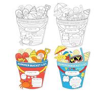 32pcs My Summer Bucket List for Kids, 2 Styles Funny My Summer Bucket List Coloring Activities Student Posters Suitable for Camp School Classroom Class Beach Party Gift Favor Supplies and DIY Crafts