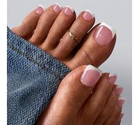 32PCS Pink French False Toenails - Stick on Toe Nails with Glue - Press on Toe Nail Tips for Women -16-Size Fake Toenails for Big and Little Toes -Quick DIY Manicure, Long Lasting Party & Travel Ready