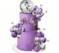 32PCS Purple Disco Balls Cake Topper Dancing Queen Cake Topper,Mini Silver Cake Supplies With Stick Cake Balls,80s Retro Discos Cakes Decorations Applicable To Cupcakes And Desserts