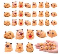 32Pcs Resin Capybara Ornament, Mini Resin Animals Figure, Whimsical Squishy Capybara Toy, Cute Capybaras Desk Decor for Dollhouses, Aquariums, Garden Decor and Tabletop Landscapes