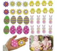 32PCS Reusable Easter Stickers Colorful Easter Stickers, School Easter Party Decor Non-Toxic Crafts Die-Cut Easter Stickers Eggs Flowers Chicks Design