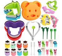 32Pcs Sandwich Cutters and Sealer, Dinosaurs Unicorns Mermaids Cookie Cutters Sandwich Vegetable Cutters, DIY Cake Decoration Molds Fruit Chocolate Cutters with Fork for Holiday Party Bake Gift