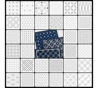 32pcs Sashiko Templates Reusable Geometric Embroidery Stencils Set Quilting Sewing Pattern Tool for DIY Craft Fabric Design Patchwork Durable Plastic Art Ruler for Beginners