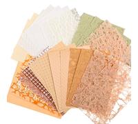 32pcs Scrapbook Paper Textured Handmade Sheets Vintage Junk Journaling Supplies Craft Kits Mesh Fabric Mix Neutral Decorative Scrap Paper for Card Making, Embossed, DIY Junk Journals