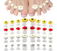 32PCS Silicone Toe Separators for Pedicure, Cute Daisy Flower strawberry Pearl Shaped Toe Nail Spacers for Pedicures Nail Art Salon Tools Nail Art Accessories