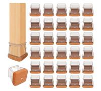 32PCS Square Chair Leg Floor Protectors with Wrapped Felt, Chair Leg Covers for Hardwood Floors, Silicone Chair Feet Furniture Pads Floor Protectors, No Noise and No Scratches(L-Clear)