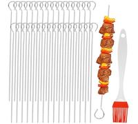 32PCS Stainless Steel Skewers,7.87''/20cm Metal BBQ Sticks for Grilling, Chicken Kebab Skewers Reusable Food-Grade, Oven, Air Fryer, Turkey and Party Cooking Accessories