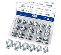 32Pcs Strong Throat Galvanized Carbon Steel Hose Clamps Box Ear Style, Suitable For Various Industrial And Automotive Hose Connections