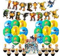 32PCS Tun-g S Theme Birthday Decoration Brainrot Party Kit Including Happy Birthday Banner Decoration Balloons Flags Inserts Suitable For Italian Theme Party Tung-S Fans