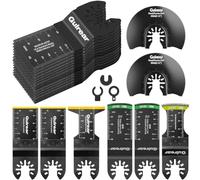 32PCS Universal Oscillating Tool Oscillating Saw Blades, Include 3PCS Titanium Oscillating Multitool Blades for Metal and Hard Material, Quick Release Multi Tool Blades Fits Most Models The Market