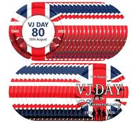 32pcs VJ Day Plates,7inch 80th Anniversary Paper Plate Victory over Japan Party Disposable Round Dinner Plates Paper Dinnerware for Celebrate VJ-Day 80 Years WWII Victory Commemorative Table Décor