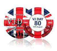 32pcs VJ Day Plates,9inch 80th Anniversary Paper Plate Victory over Japan Party Disposable Round Dinner Plates Paper Dinnerware for Celebrate VJ-Day 80 Years WWII Victory Commemorative Table Décor