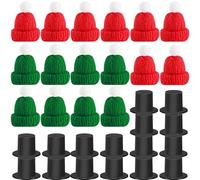32Pcs Winter Christmas Mini Doll Snowman Hat, Including Knitted & Plastic Snowman Ornaments Decoration Supplies Mini Santa Hats for Crafts, Xmas Gifts DIY Art Decor