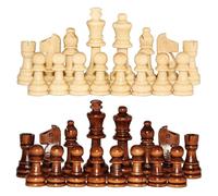 32Pcs Wooden Chess Pieces Only Handcrafted - Classic Wooden Chess Game Set Accessories