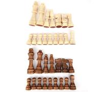 32PCS Wooden Chess Pieces Only Set, Medieval Chessmen Pieces Chess Game Pawns Figurine Chessnut with King Figures for Chessboard