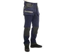 (32R, Navy Blue) Lee Cooper Mens Stretch Knee Pad Cargo Trousers