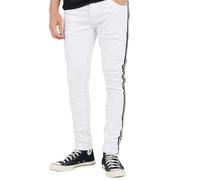 (32R, White) Brave Soul Mens Contrast Striped Taped Jeans