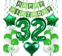32th Birthday Balloons Men Women Green - 32 Years Decoration Party Man Woman - Decorative Balloons
