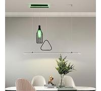 32W Long LED Ceiling Chandelier for Bar Pendant Light with Remote Control RGB Linear Strip Hanging Lamp Metal Cage Bottle Farmhouse Dining Room Lighting for Living Room Restaurant Bedroom