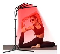 32W Red Lights, Trayvespace 660nm & 850nm Infrared Lamp with 5 Brightness Adjustable & 10/20/30 Timer, Red & Infrared Light Lamp with Stand (Black)