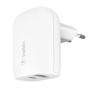 32W USB-C 3.0 Wall Charger 25W + 12W USB Fast Charging Compact Belkin White