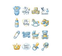 32x baby theme digital Cupcake Toppers - Strong Picks Happy Birthday Décor, Cupcake Decorations for Kids Birthdays