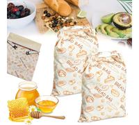 32x43cm Beeswax Bread Bag, Large Reusable Bread Bag With Elastic Band and Carabiner, Made of Natural Beeswax, Suitable for Storing Bread, Baguettes, Fruits and Vegetables (2pcs)