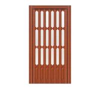32x80in Accordion Door Interior, PVC Folding Doors for Closet, White, Room Divider Sliding Door with Frosted Acrylic Panel, Includes Mounting Hardware, Handle(Teak,48x96in/122x244cm)