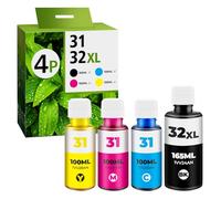 32XL Black Ink Bottle Set 31 Ink for Smart Tank 7602 6001 5101 651 Ink Refill Compatible with HP 31 Ink 32XL Black Ink Bottle Set for Smart Tank 5101 7602 5000 651 5103 6001 7301 7302 7001 Printer