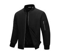 33,000ft Bomber Jacket Men Waterproof Windbreaker Insulated Puffer Jackets Sports Jackets Outwear for Motorcycle Hiking Golf Sailing Black/Dark Gray XXL