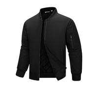33,000ft Bomber Jacket Men Windproof Waterproof Jacket Winter Warm Windbreaker Cargo Coats with Zipper Pockets Black 3XL