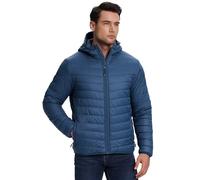 33,000ft Lightweight Waterproof Puffer Jacket Men's Packable Insulated Winter Jacket with Hood Windproof Mens Quilted Coat for Hiking, Travelling Navy Blue L