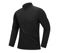 33,000ft Men's Active Sports Shirts Long Sleeve Running Top Quick-Dry Training Golf Tops Light Sweatshirts Breathable Pullover 1/4 Zip Gym Clothing for Fitness Hiking Black XXL