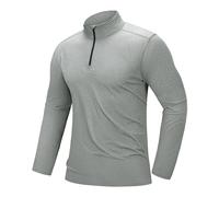 33,000ft Men's Active Sports Shirts Long Sleeve Running Top Quick-Dry Training Golf Tops Light Sweatshirts Breathable Pullover 1/4 Zip Gym Clothing for Fitness Hiking Light Grey Heather XXL